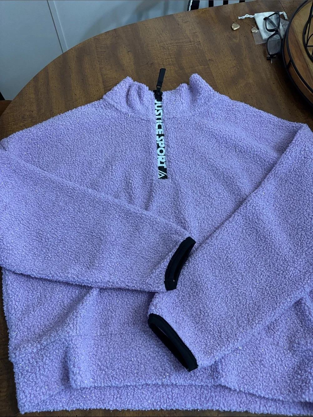 Justice Lavender Sherpa Half-Zip Pullover